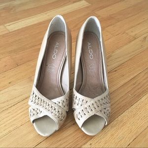 COPY - New Aldo peep toe tan heels